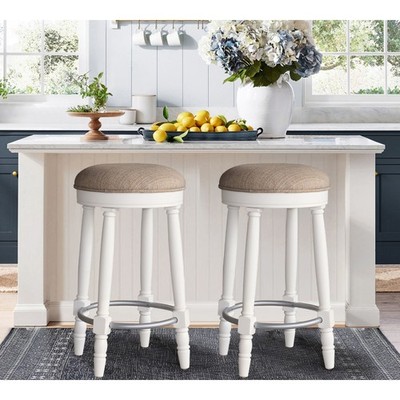 Bar stool 360 ° rotating with fabric cushion and sturdy legs