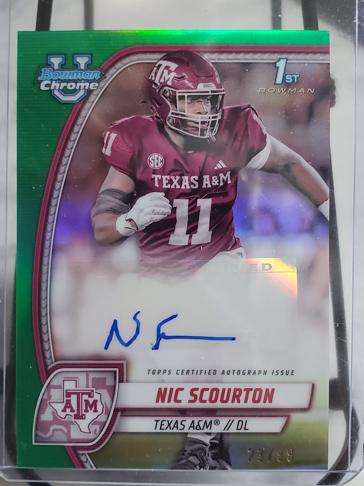 2024 Bowman University Chrome Nic Scourton Green Auto/99