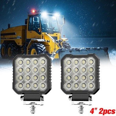 2PCS 4'' 12000LM Square LED Work Light Bar Flood Light for Offroad Tractor Truck