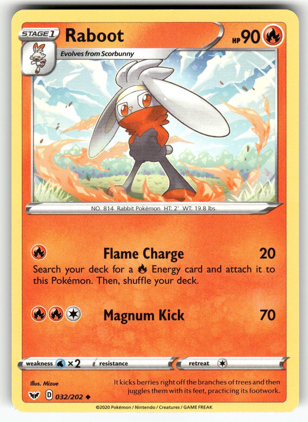 Raboot (032) SWSH01: Sword & Shield Base Set Uncommon Pokemon NM