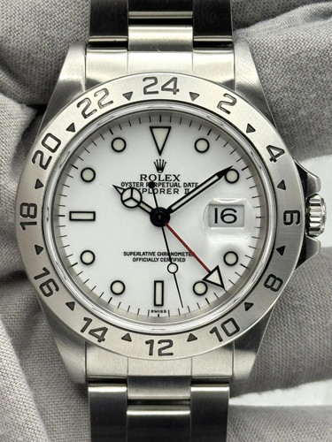 eLive- Rolex Explorer II 40mm White Dial 16570 w/Papers 1999