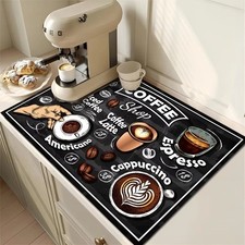 2Pcs Coffee Bar Mat Absorbent Drying Mat Coffee Machine Mat Dish Drying Pads