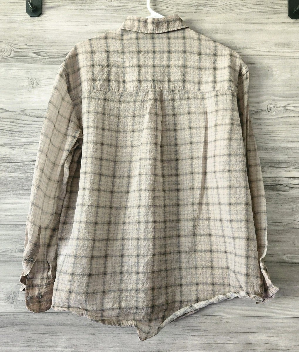 & Other Stories Los Angeles Atelier Women's Tan Beige Plaid Shirt Size 4 View 2