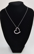 Sterling Silver CZ Heart Pendant Necklace Sparkly Open Heart Romantic Gift