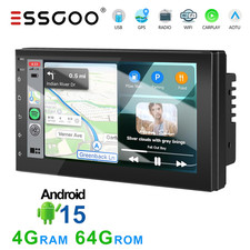 Double 2 DIN Android 15 4 64G Car Stereo Radio GPS Nav WIFI RDS 7" Apple Carplay