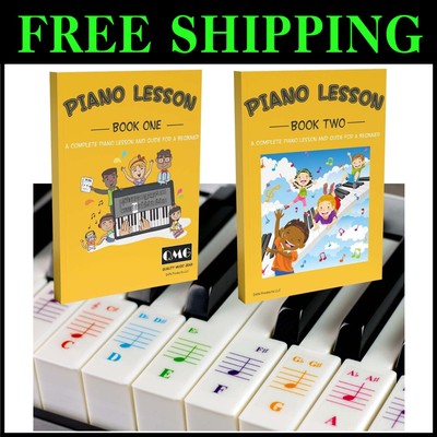 Color-Coded Piano Stickers & Lesson Books 1 & 2 - Music Made Easy for Kids