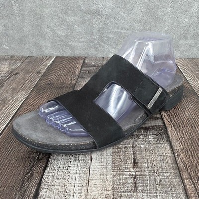 Munro Jody Slide Sandals 11 M Black Nubuck Leather Strappy Comfort Casual Chic