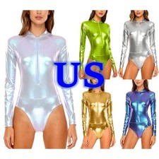 Women One Piece Jumpsuits Long Sleeve Leotard Music Cycling Halloween Cosplay