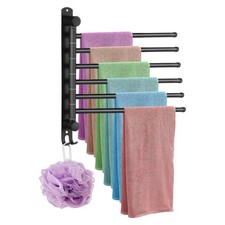 Swivel Towel Rack, Towel Bar with Wall Mounted 180 Rotation, 6 Arms Towels H...