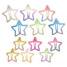 Cute Hair Clips 12 Pieces Gradient Star Hair Clips, Snap Non-Slip Hair Clips