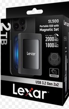 Lexar SL500 2TB Portable SSD USB 3.2 Gen 2x2 Magnetic Set Black External