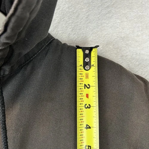 WALLS Hooded Distressed Dark Brown Zip Up Duck Canvas Work Jacket Men L Sun Fade image 11