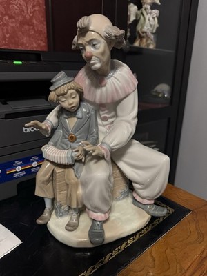Rare Nao By Lladro #701 Lesson Of Music 12 Inch Porcelain Figure Clown & Boy