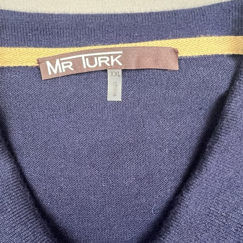 Polo Mr Turk Hombre XXL 2XL Algodón Acanalado Retro Azul Marino Salón Informal Usado en Excelente Condición - Imagen 3 de 7