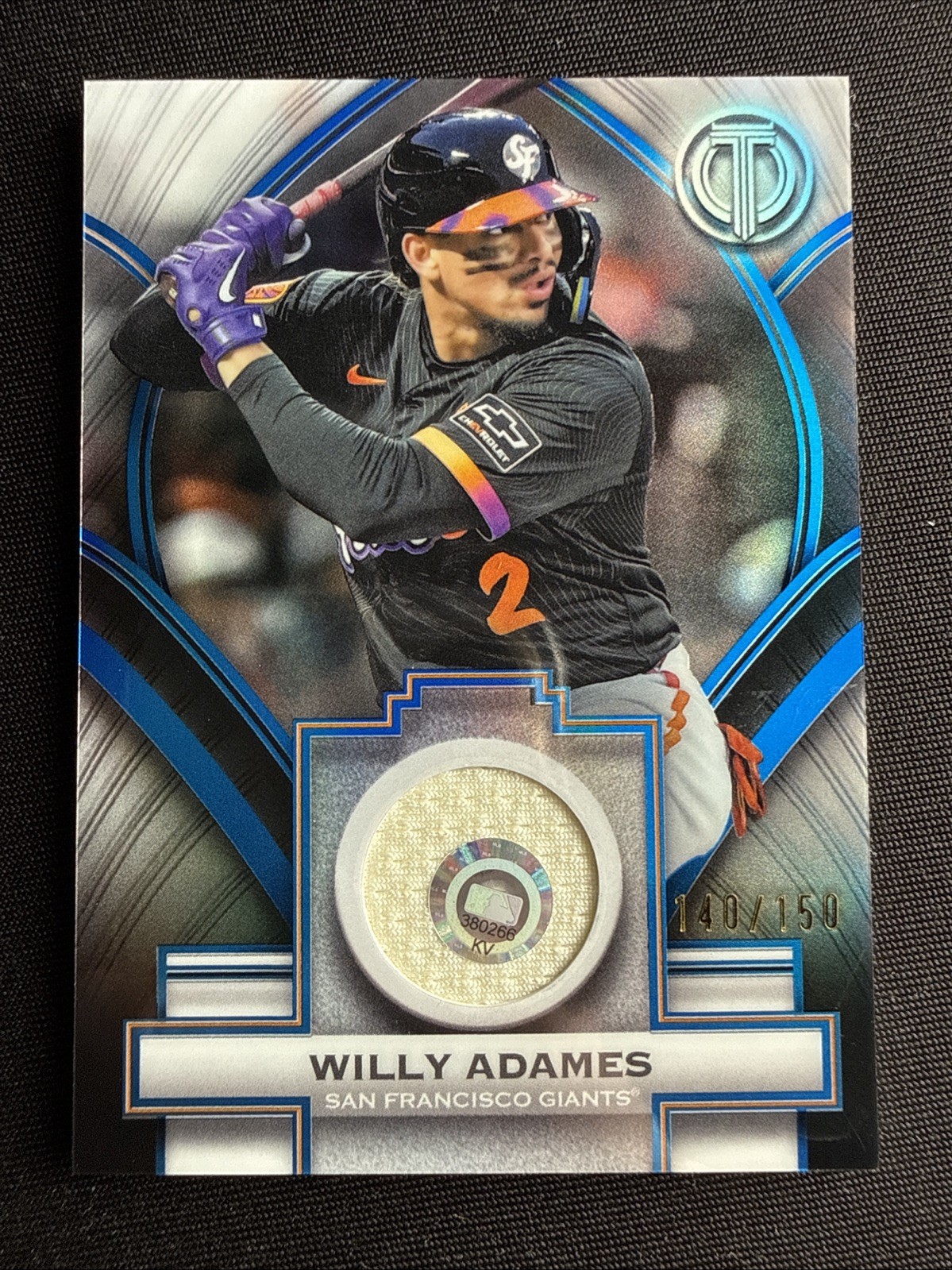 Willy Adames Game Used Jersey 2026 Topps Tribute Stamp of Approval Blue /150