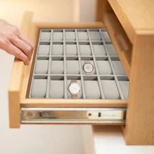 24 Slots Wood Watch Box Jewelry Storage Case Organizer Display Box Holder Tray
