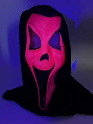 Fun World Pink Fluorescent Happy Smiling Ghost Face Mask Scream Rare Fantastic