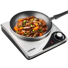 CUSIMAX Hot Plate for Electric Cooking Portable Single Hob, Silver