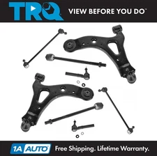TRQ 8 pc Steering & Suspension Kit Control Arms Tie Rods Sway Bar End Links New