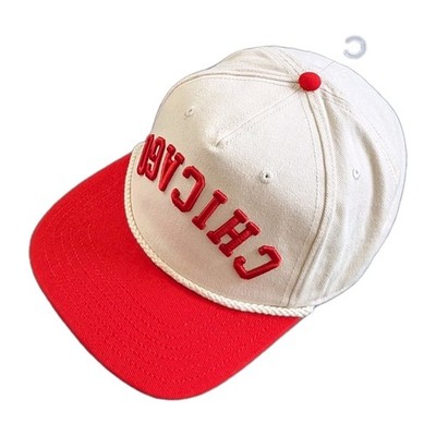 Mad Engine Chicago Upside Down Snapback Hat Rope Cap Cream Red Flipped NWOT