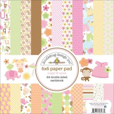 Doodlebug Paper Pad Scrapbooking Cards 6X6 Sugar And Spice Scrap