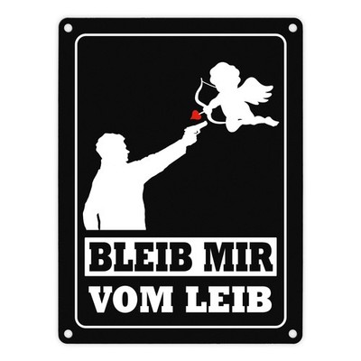 Bleib mir vom Leib Metallschild in 15x20 cm mit Amor Motiv