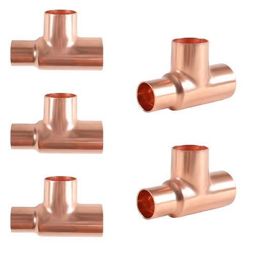 5 PCS 1x3/4x1 Inch CxCxC Copper Reducing Tee Pipe Fitting Connector