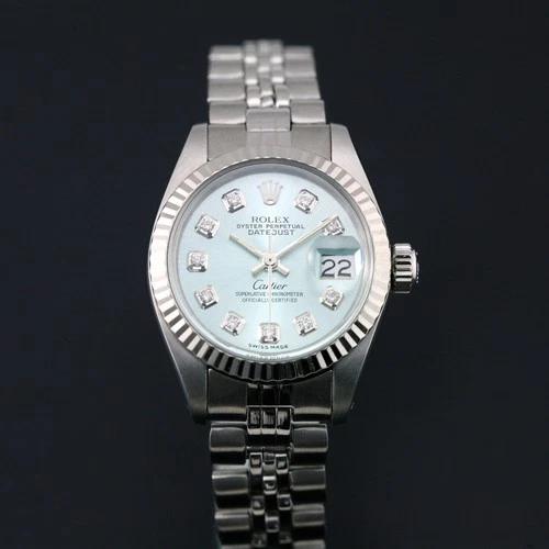 ROLEX OYSTER PERPETUAL REF 6917 CAL 2030  ICE BLUE DIAMON INDEX WOMEN`S WATCH