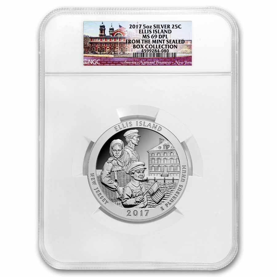 2017 5 oz Silver ATB Ellis Island MS-69 DPL NGC | eBay