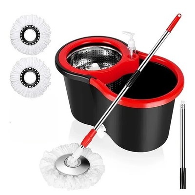 Spin Mop And Bucket With Wringer Set 360° Mop And, Bucket System With 3 Microfib