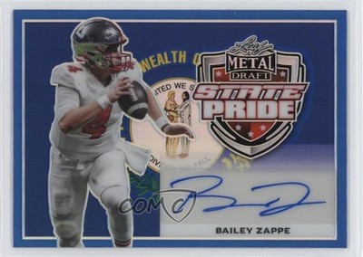 2022 Leaf Metal Draft Blue Prismatic /30 Bailey Zappe Rookie Auto RC 0u66