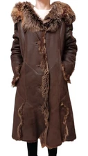 Dudex Women’s Toscana Shearling Sheepskin Coat Genuine Leather & Fur size L