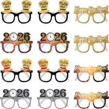 KatchOn, Happy New Year 2026 Glasses - Pack of 12 | Gliter Multi Color 