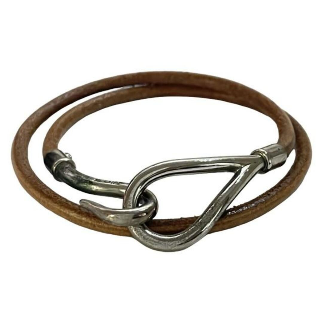 Hermes Bracelet Jumbo Leather Brown Silver Hardware