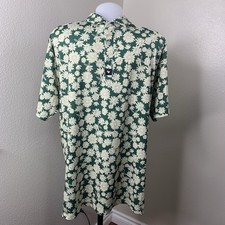 Bad Birdie Geometric Floral Augusta Green AOP Pattern Golf Polo Shirt Men s Sz L