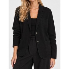 Everlane Luxe Knit Sweater Blazer Wool Blend Pocket Jacket Black, Size S