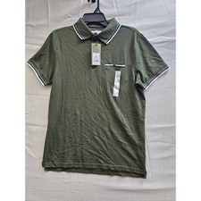 Goodfellow Co Mens Olive Green Textured Polo Shirt Short Sleeve Pocket Size M