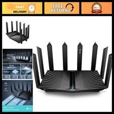 Tri-Band Wi-Fi 6E Router, AXE7800, High-Speed Internet, Renewed, Black