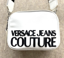 Versace Jeans Couture Logo Borsetta Borsa a Mano Corpo Croce Bianco Lucido