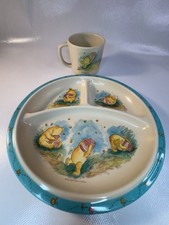 Selandia Disney Winnie the Pooh Melamine Divided Plate Cup Vintage Children s