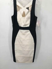 Pre-Owned JAX Black Size 4 Bodycon Knee Length Sleeveless Dress