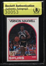 BAS 1989-90 NBA Hoops Vernon Maxwell #271 Beckett Auth Sticker Auto 10nl