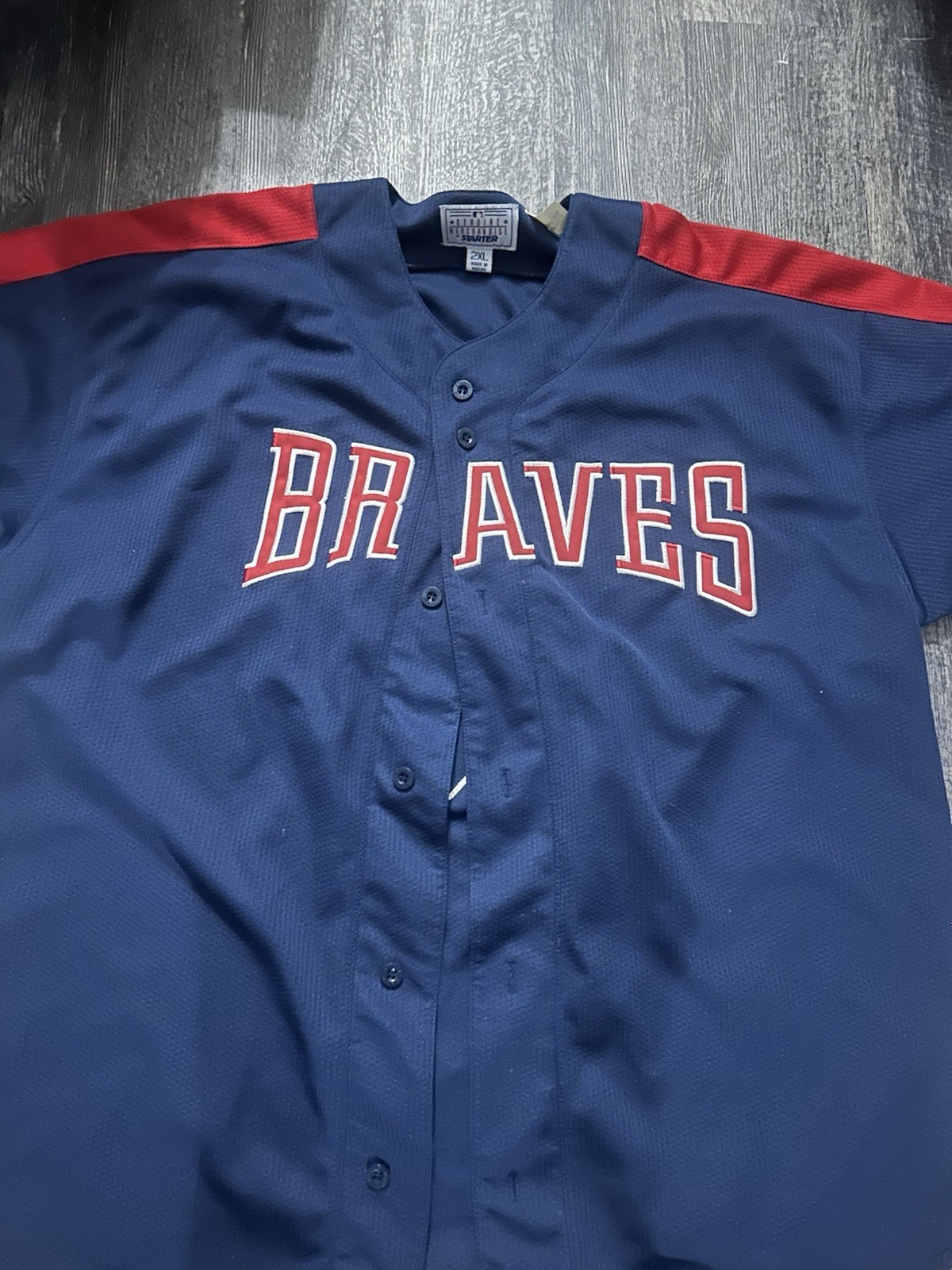 Rare Vintage STARTER Atlanta Braves Chipper Jones MLB STITCHED Jersey Men’s 2xl