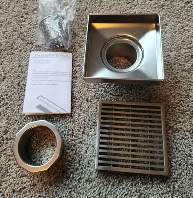 Signature Hardware SH4394078SS 4'' Square Shower Drain in Stainless Steel