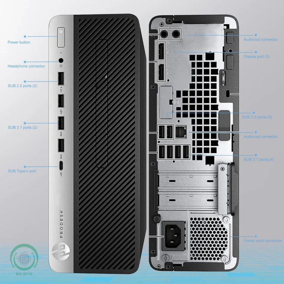 HP Desktop PC i7, up to 32GB RAM, 1TB SSD NVMe/HDD, Windows  Pro, WiFi, DVD-RW - Image 4 of 4