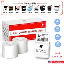3 Rolls Phomemo M110 Labels 40 30mm Self-Adhesive Label for M110/M100 Printer