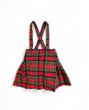 Vintage Wool Tartan Plaid Pinafore Kilt Skirt