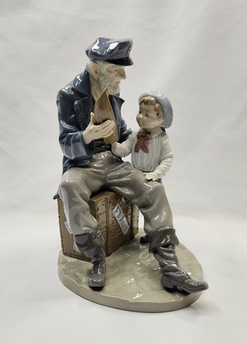 Lladro 5207 A Tall Yarn Old Sailor Grandpa & Boy Figurine Vintage Retired w/Box - Picture 3 of 20