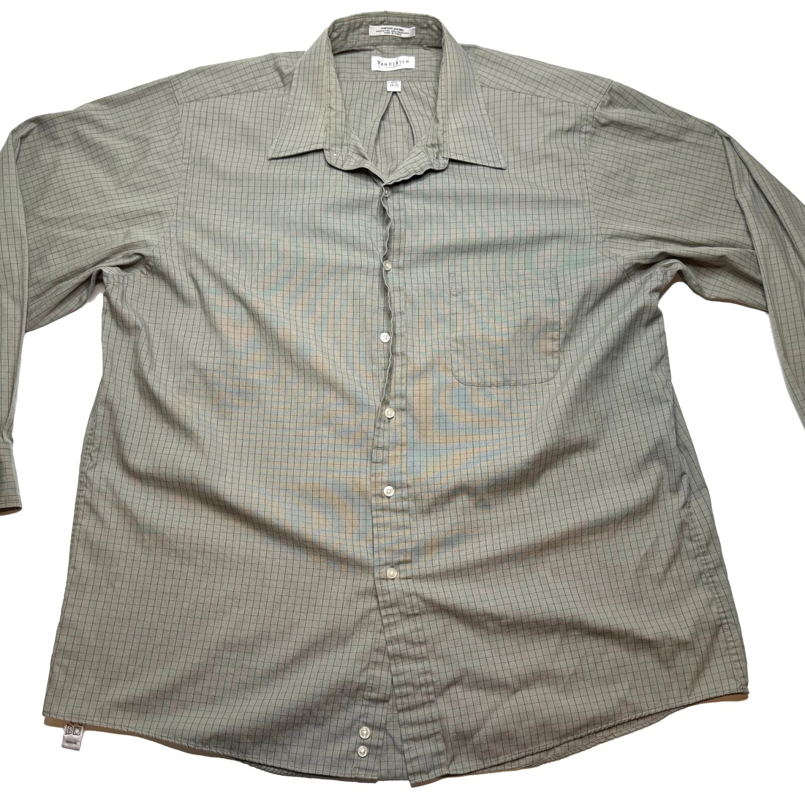 VANS Camicia elegante Oxford Van Heu con bottoni e pinpoint taglia 17 5 34 35 marrone a quadri