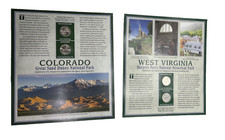 Lot de 2 États-Unis Cartes pièces Virginie Occidentale / Colorado avec timbres